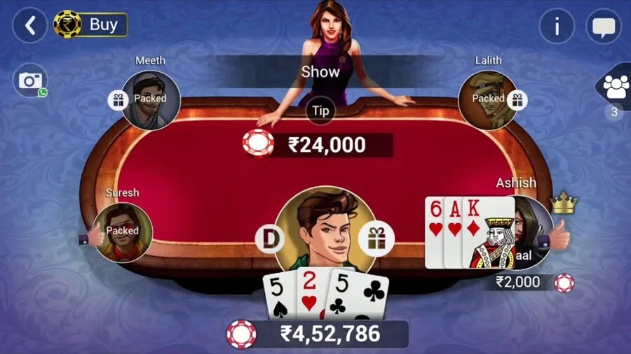 Jugabilidad de Poker Teen Patti