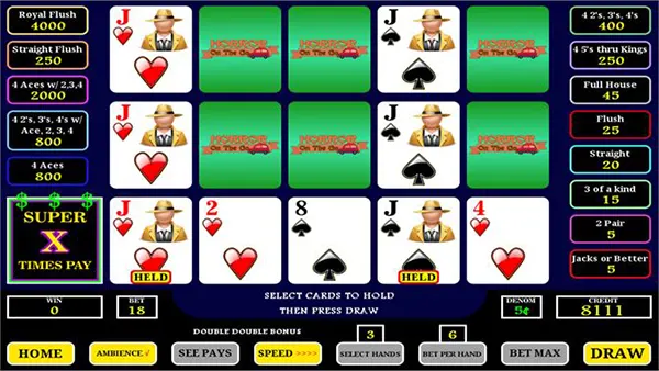 Video-Poker Handanzeige